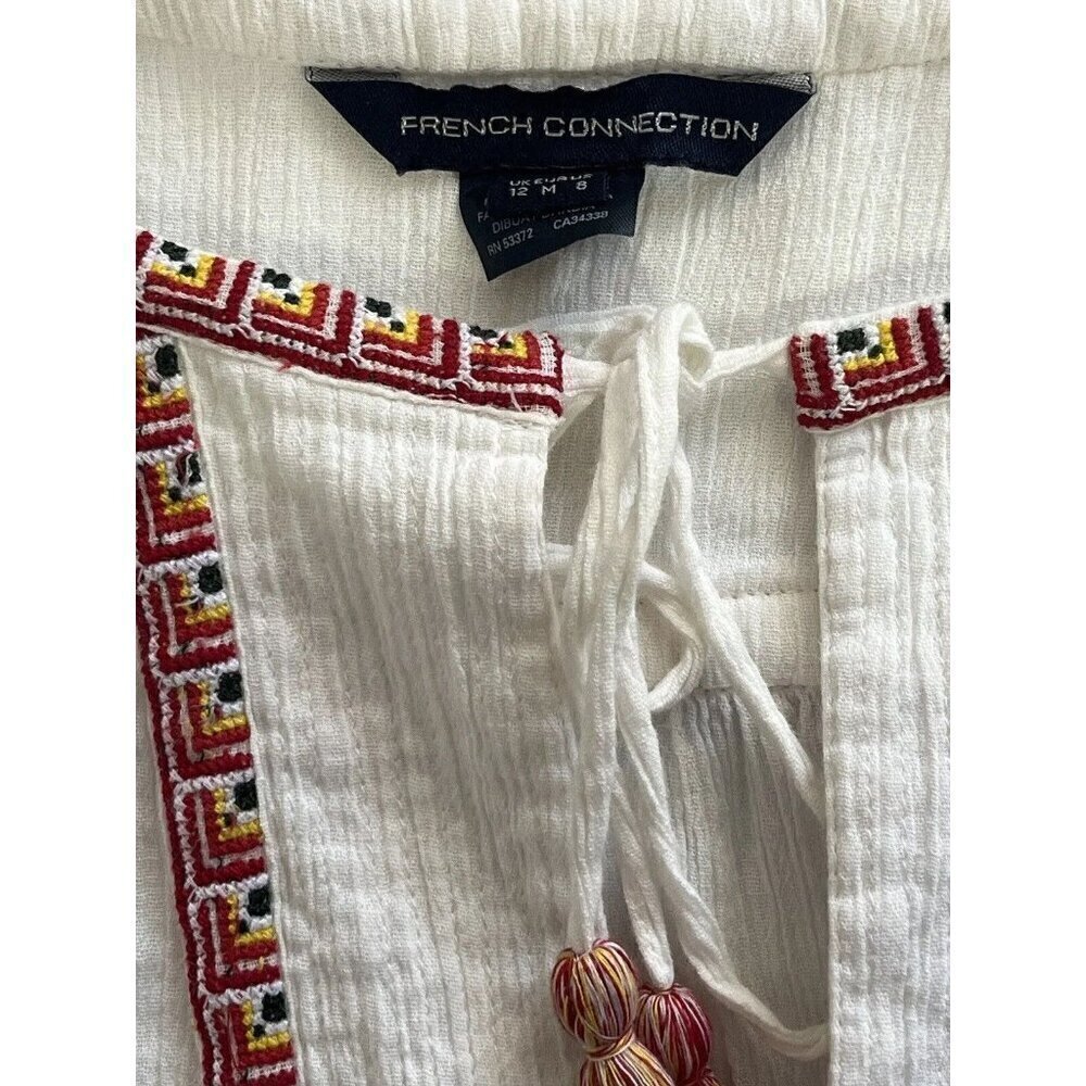 French Connection Women's White Adanna Embroidered Top Size M - Picture 14 of 15